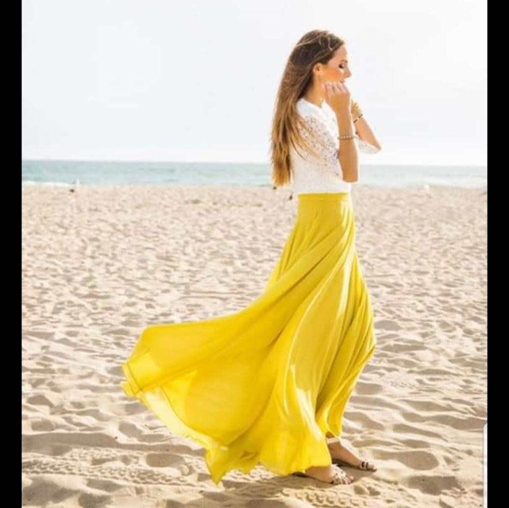 Petite Yellow Maxi Skirt